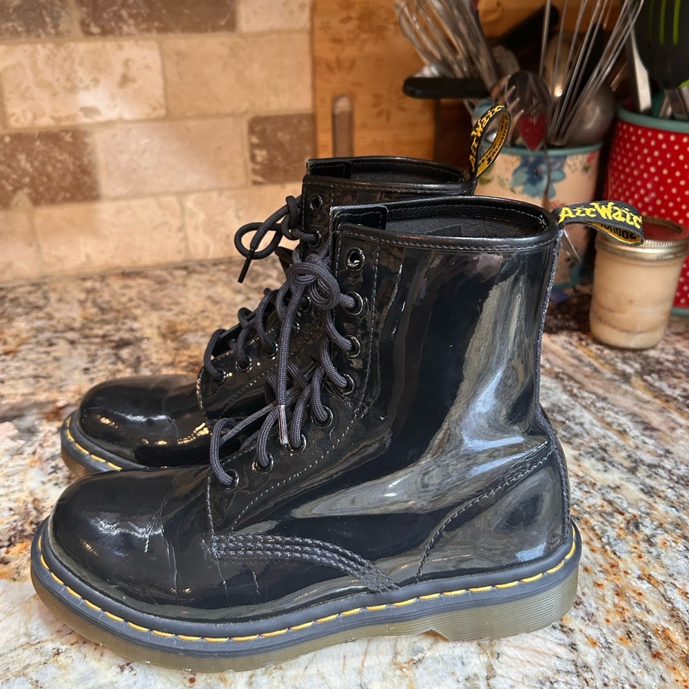 Dr. Martens Shiny Black Lace-Up Boots size 7.5 (one is a 7 one is an 8)